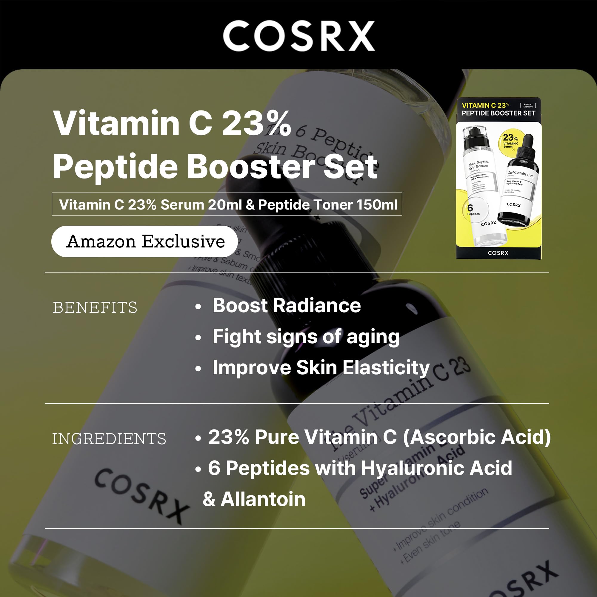 COSRX tonique booster peptide – flacon apaisant pour améliorer l’élasticité.