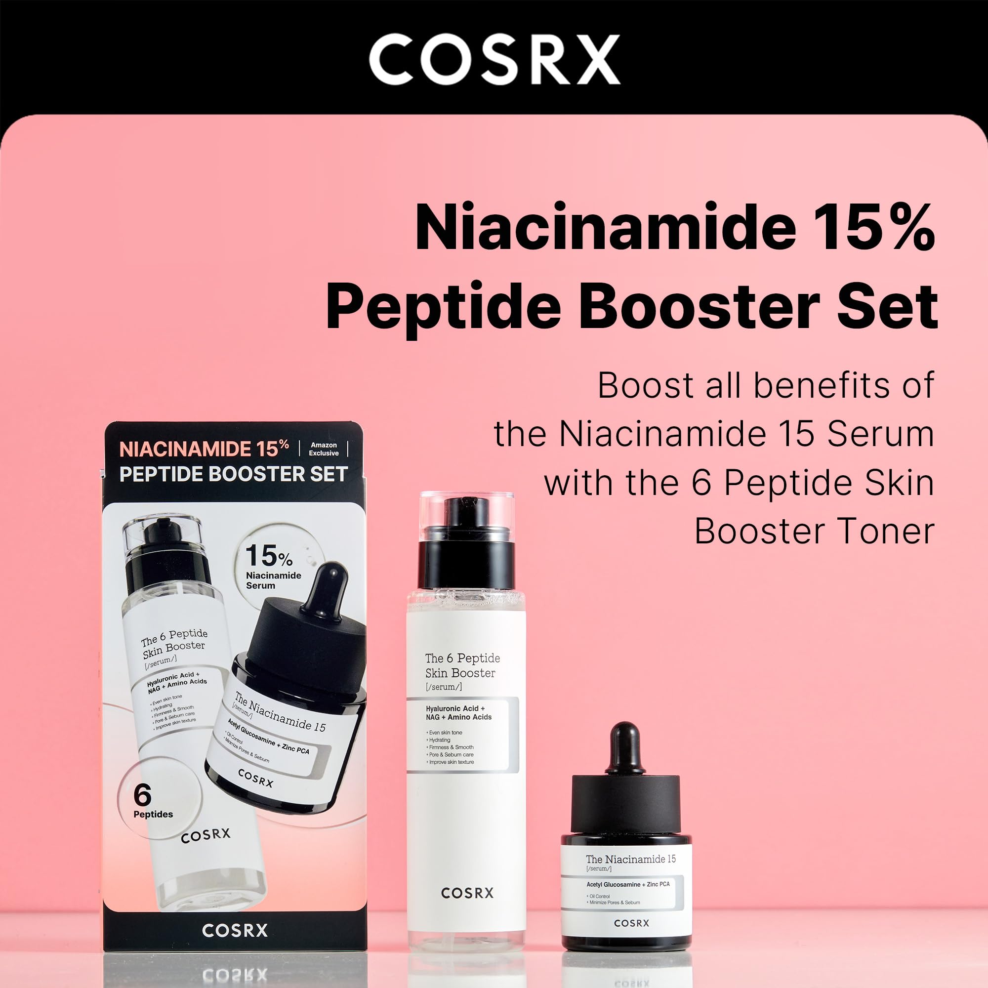COSRX Toner Booster Peptide, visuel de tonique léger pour peau tonifiée.