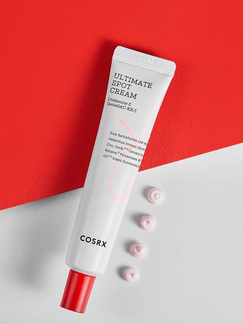 COSRX Ultimate Spot Cream apply-on blemish closeup showing quick spot treatment.