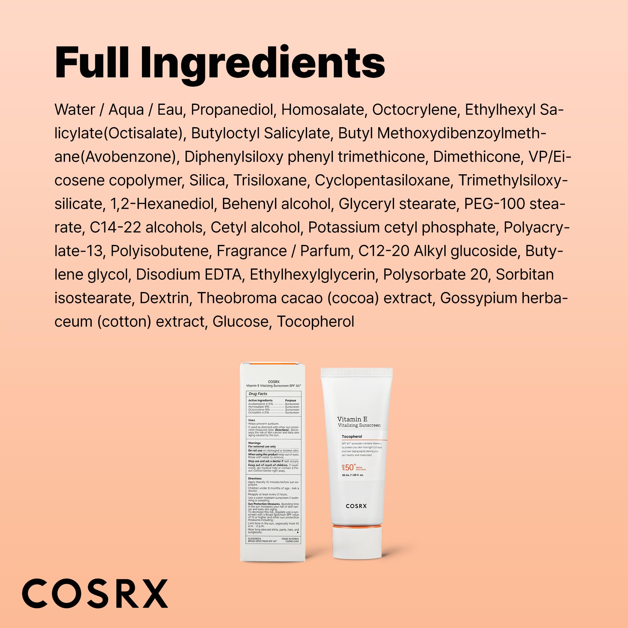 COSRX Vitamin E SPF50: sans résidu blanc et effet naturel.