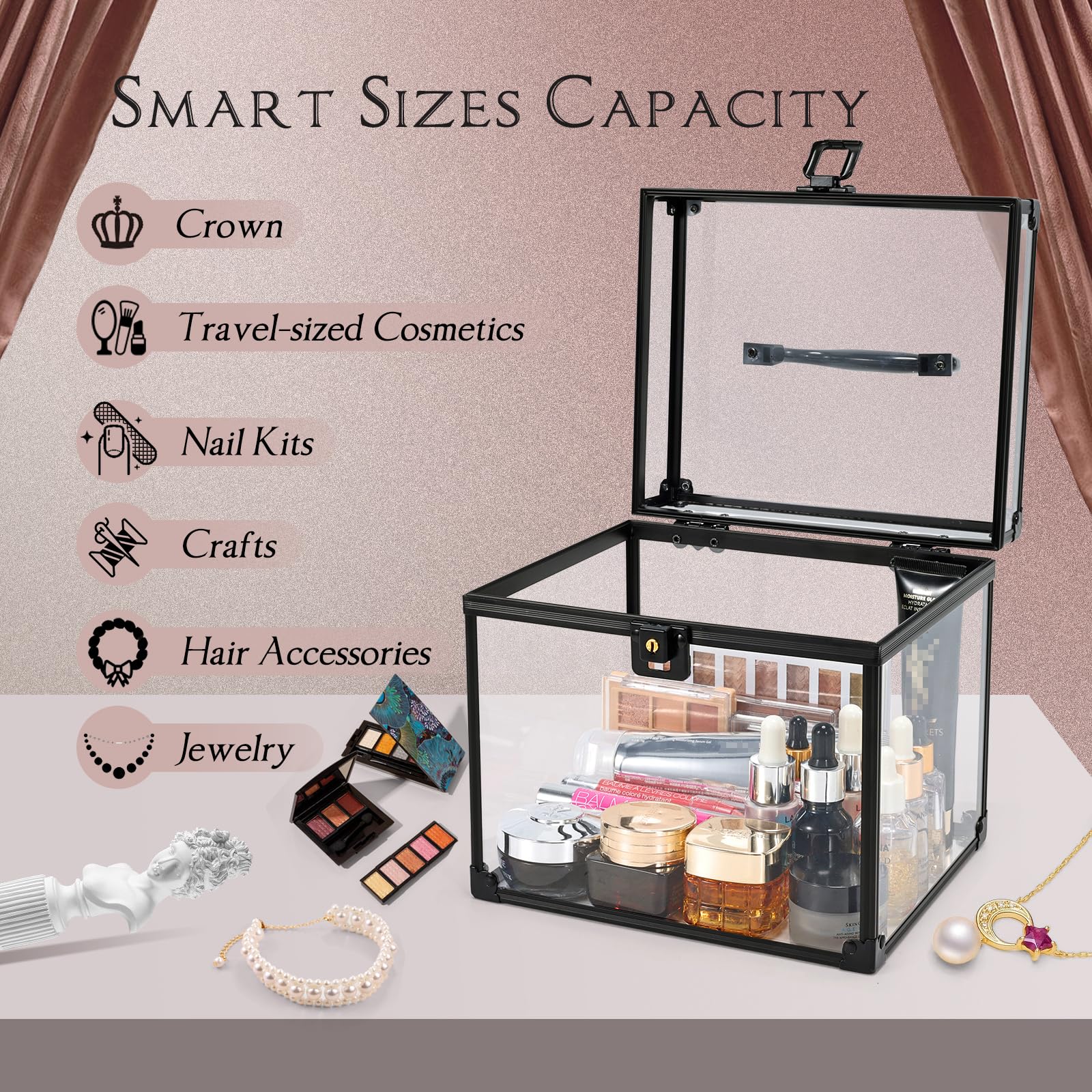 Costravio boite maquillage voyage transparente: organisation facile en déplacement.