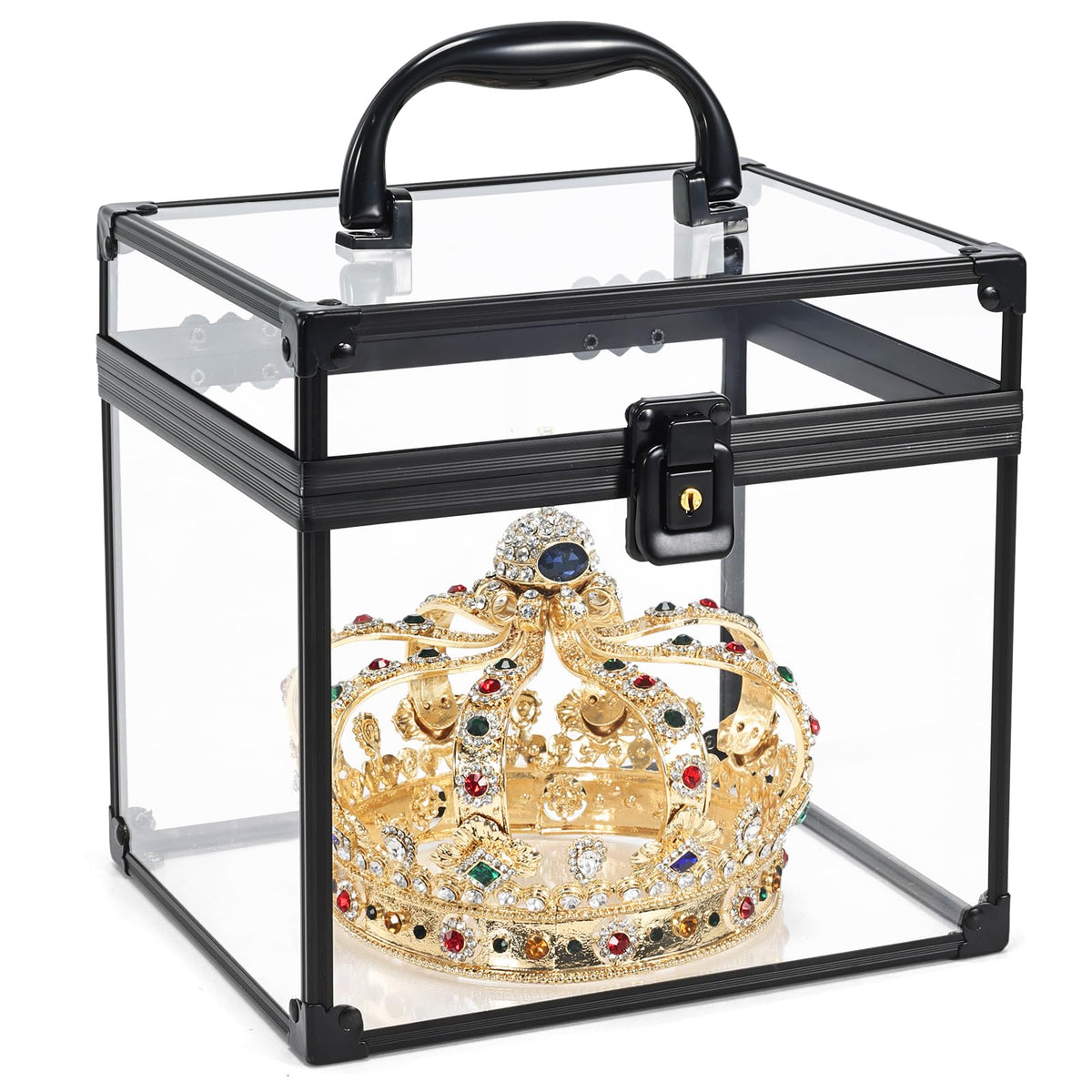 Costravio coffret maquillage transparent: rangement élégant pour accessoires beauté.