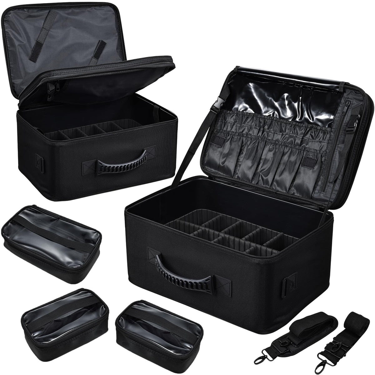 Costravio grand sac maquillage double couche pour organiser palettes volumineuses