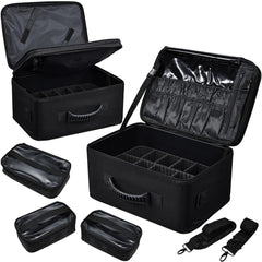 Costravio grand sac maquillage double couche pour organiser palettes volumineuses
