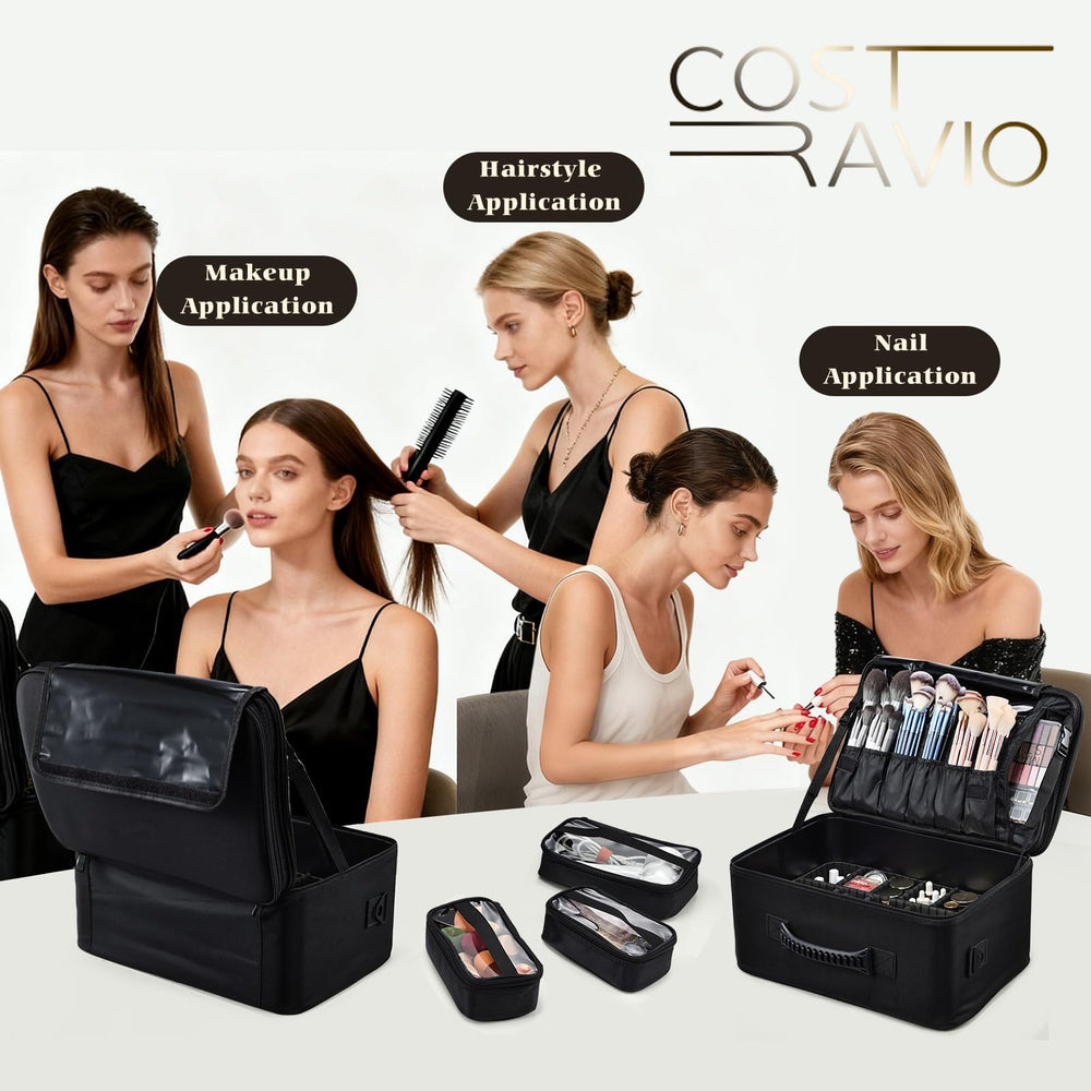 Costravio sac-maquillage trois sachets transparents pour accès rapide