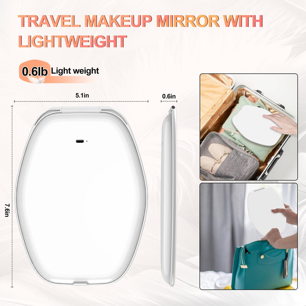 COSYGLOW miroir compact et dimmable, parfait pour les voyages et les retouches.