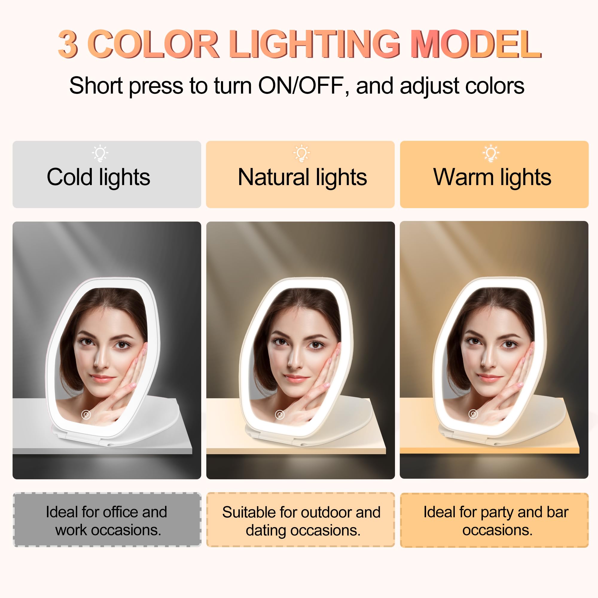 COSYGLOW miroir maquillage portable à écran tactile pour maquillage en déplacement.