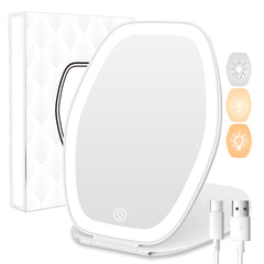 COSYGLOW miroir maquillage de voyage hexagonal avec éclairage intégré pour retouches rapides.