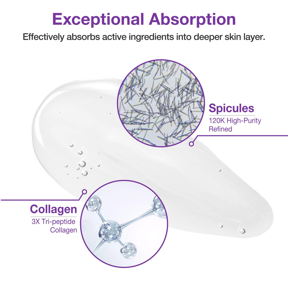 Micro-spicules visibles dans le serum – exfoliation légère et renouvellement possible.