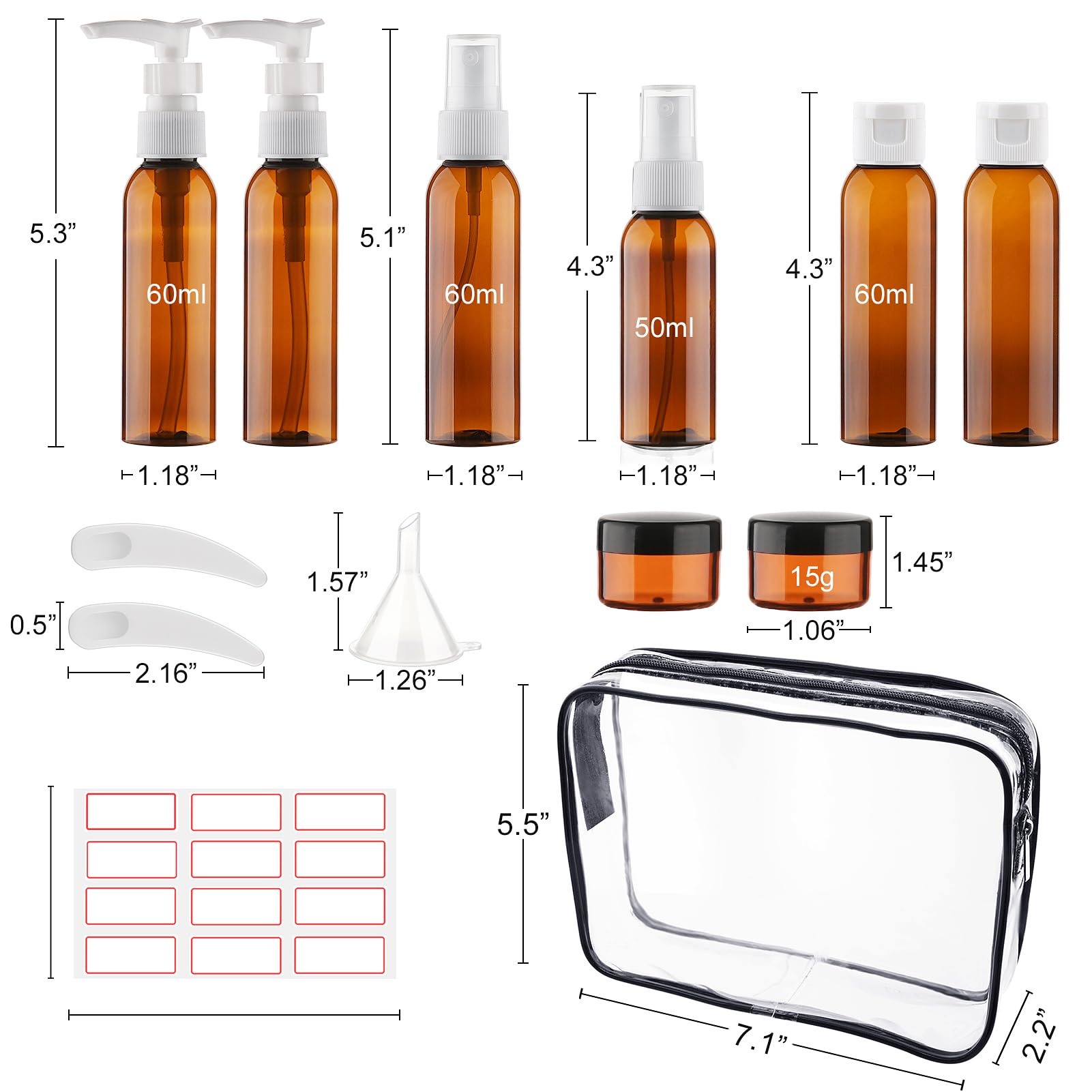 Bouteilles Cosywell voyage 2oz vaporisateurs, usage polyvalent pour parfums et sprays.
