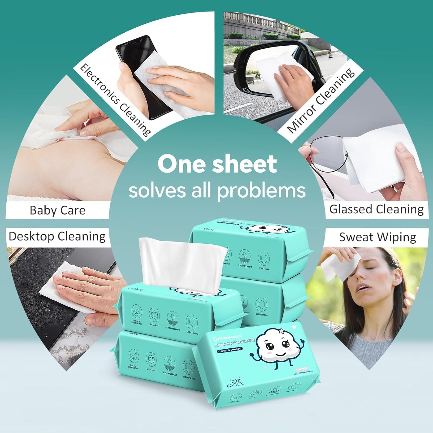 Cottonessence lingettes visage format portable, idéal pour maison et voyage.