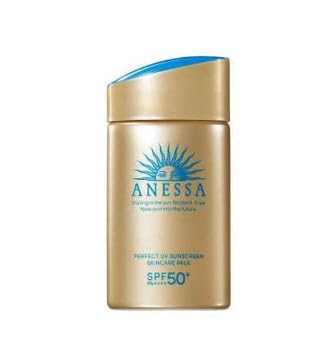 Lait solaire Anessa de Cotton Labo, bouteille élégante pour protection UV fiable.