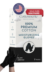 Gants Cottonnerie en coton portés la nuit sur mains sèches.