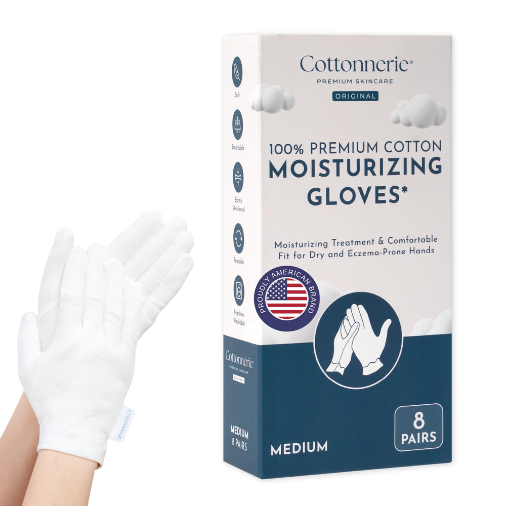 Gants Cottonnerie pour mains sèches; hydratation nocturne douce et naturelle
