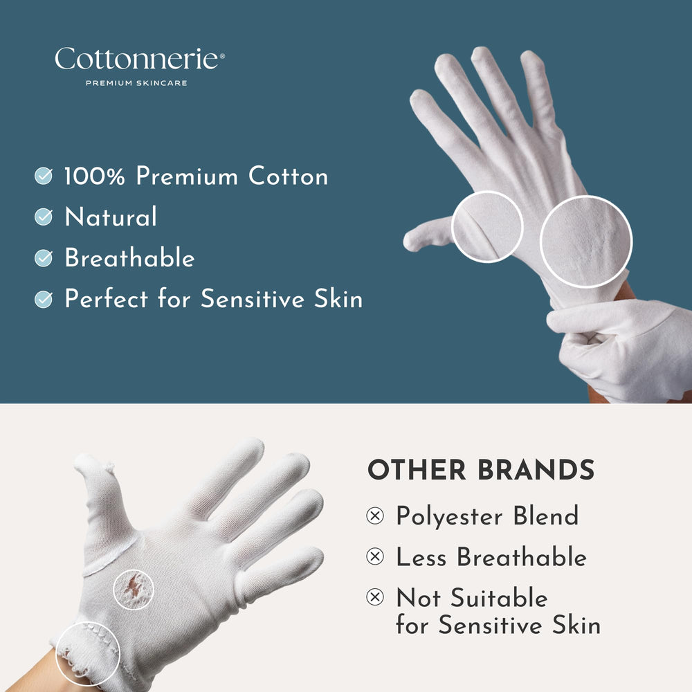Gants Cottonnerie pour eczema nocturne, confort et hydratation.