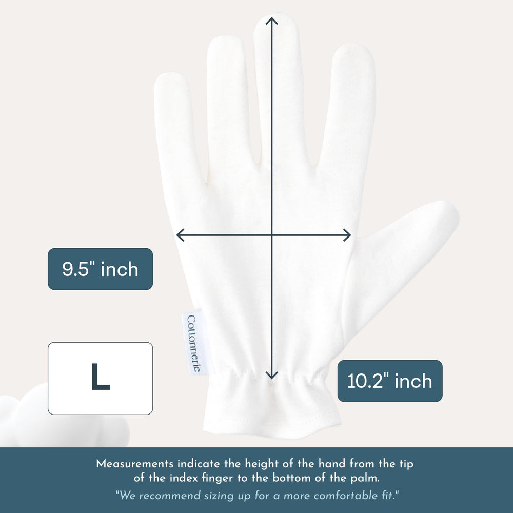 Gants Cottonnerie taille Large, idéal pour mains sèches.