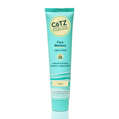 CoTZ crème solaire minérale teintée légère pour le visage, fini mat naturel.