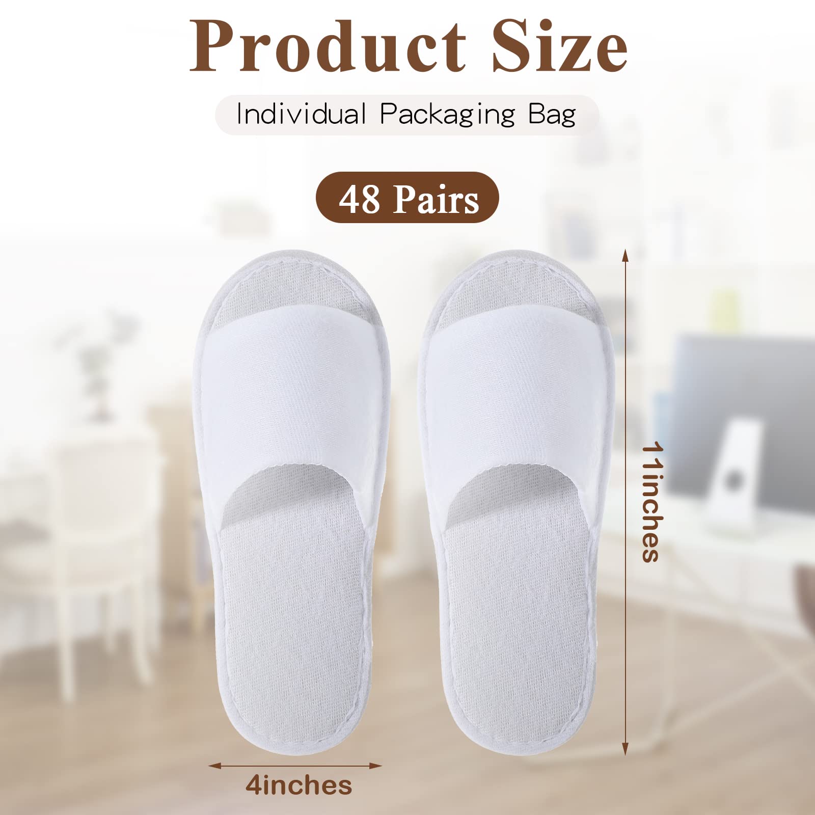 Chaussons Coume emballés individuellement, hygiène garantie pour les invités.