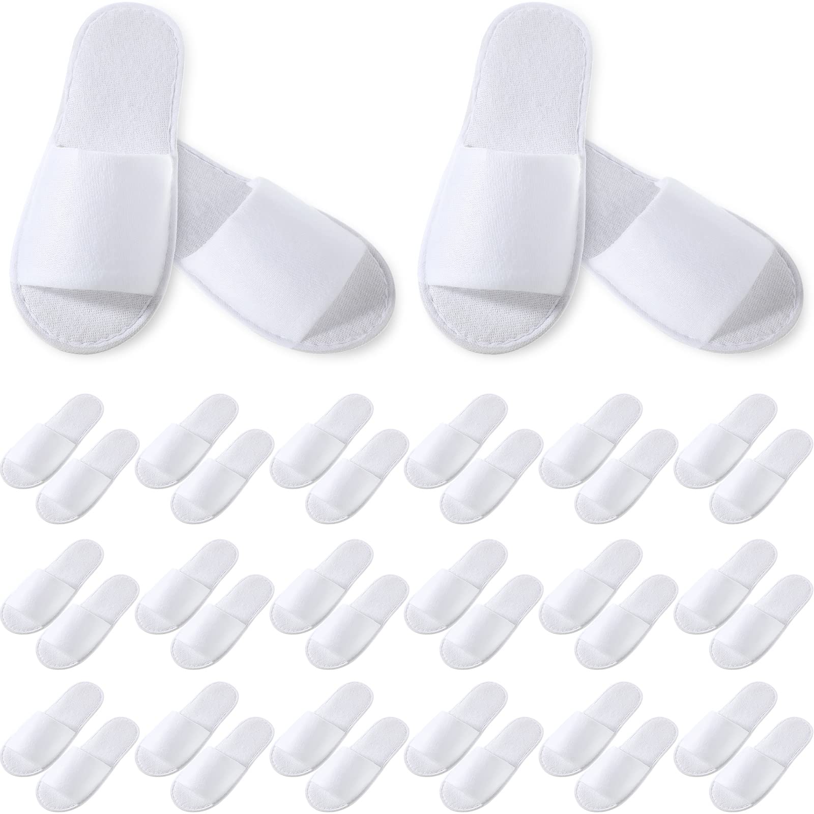 Chaussons jetables Coume à bout ouvert, blanc et confortables.