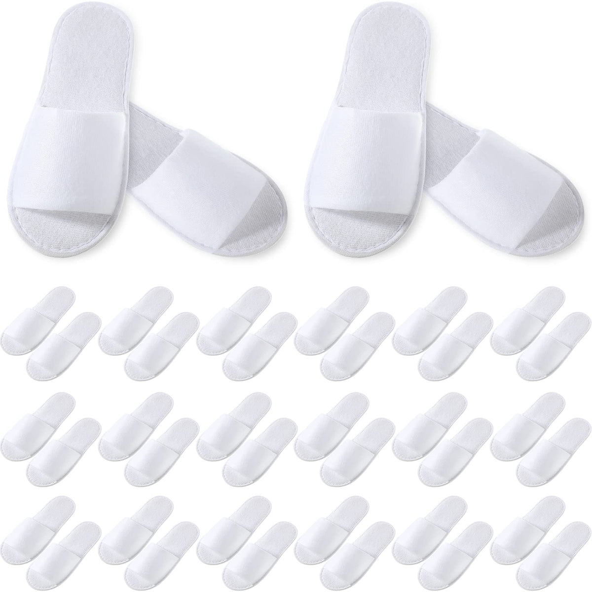 Chaussons jetables Coume à bout ouvert, blanc et confortables.