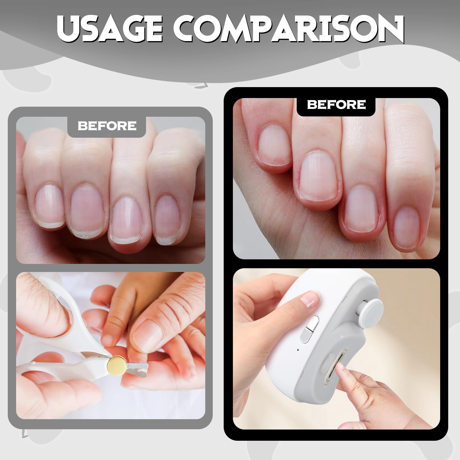Coupe-ongles électrique 3-en-1, capteur poussière et rangement intégré