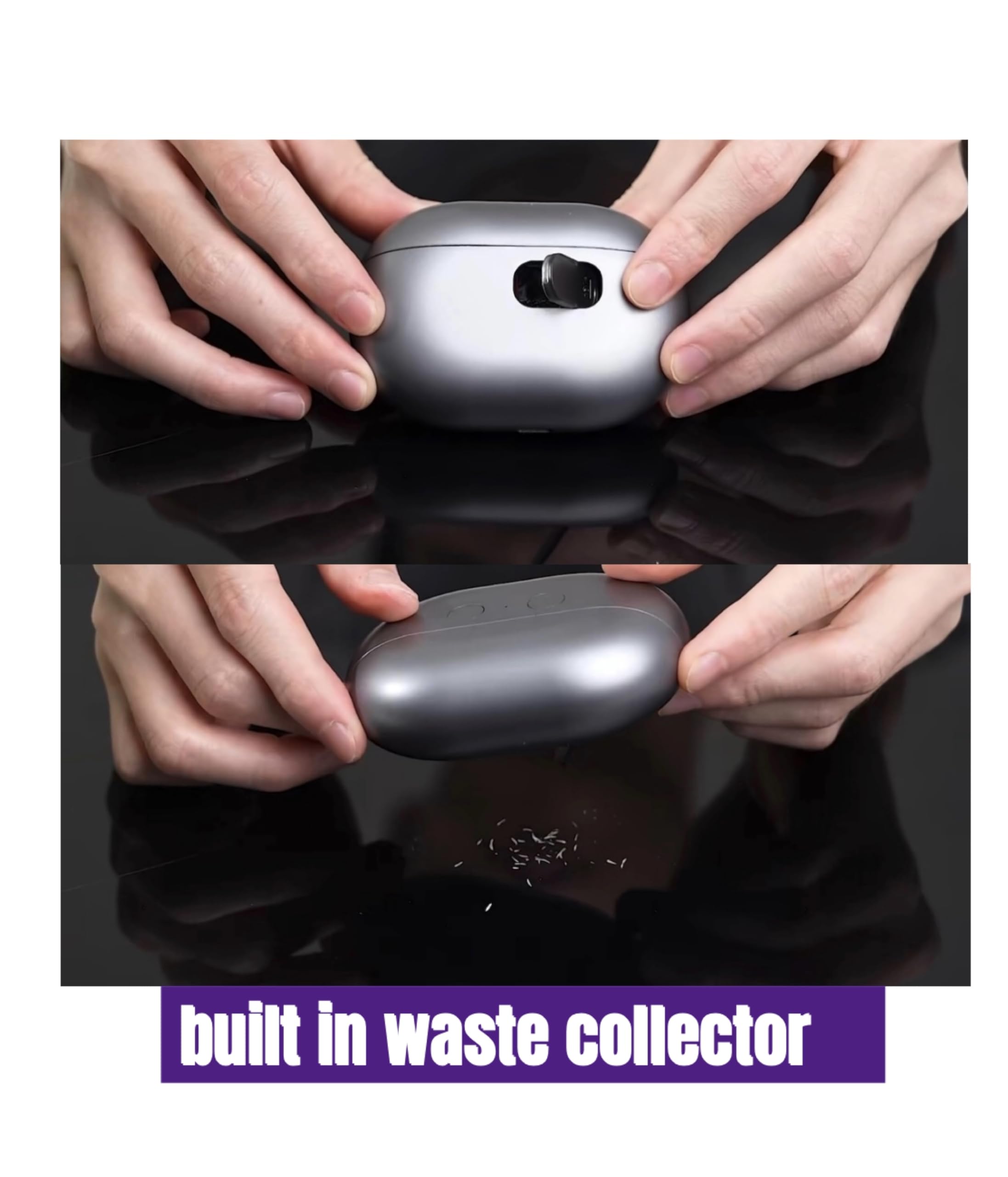 Coupe-ongles électrique collecteur intégré garde les ongles propres et sans dégâts.