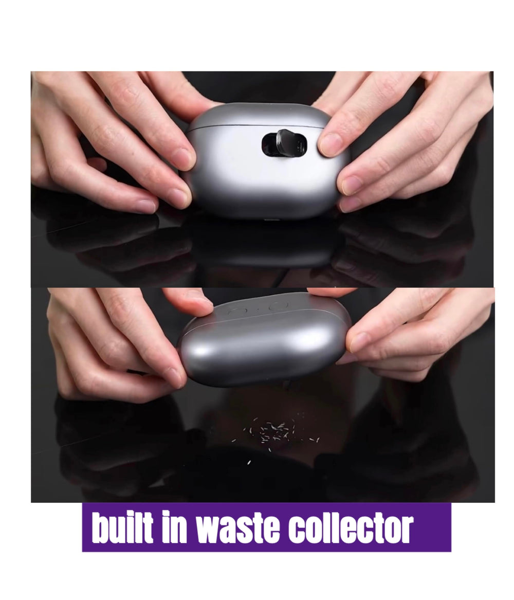 Coupe-ongles électrique collecteur intégré garde les ongles propres et sans dégâts.