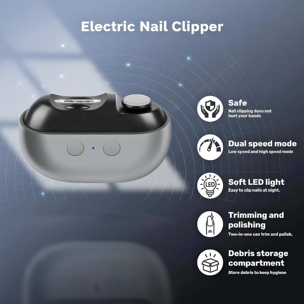 Coupe-ongles électrique: rangement intégrée pour éviter le nettoyage.