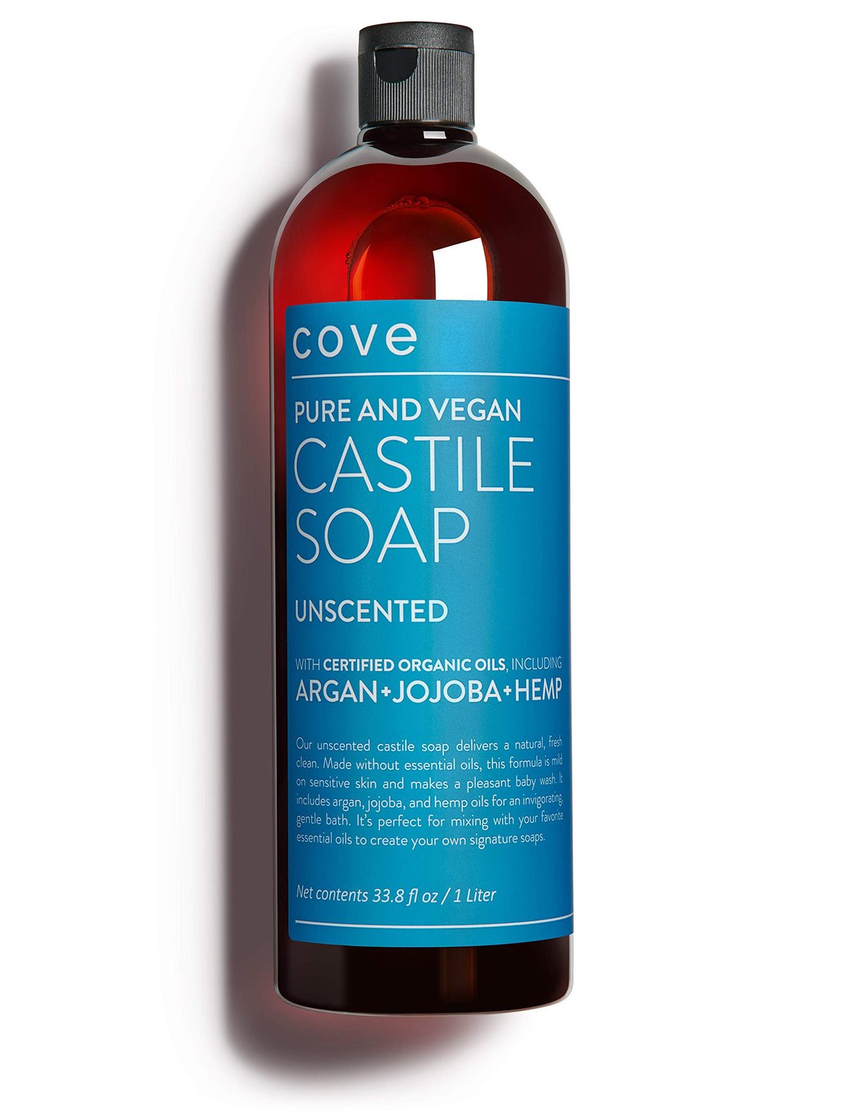 Cove Castile Sans Parfum : bouteille 1L, savon polyvalent pour toute la famille.