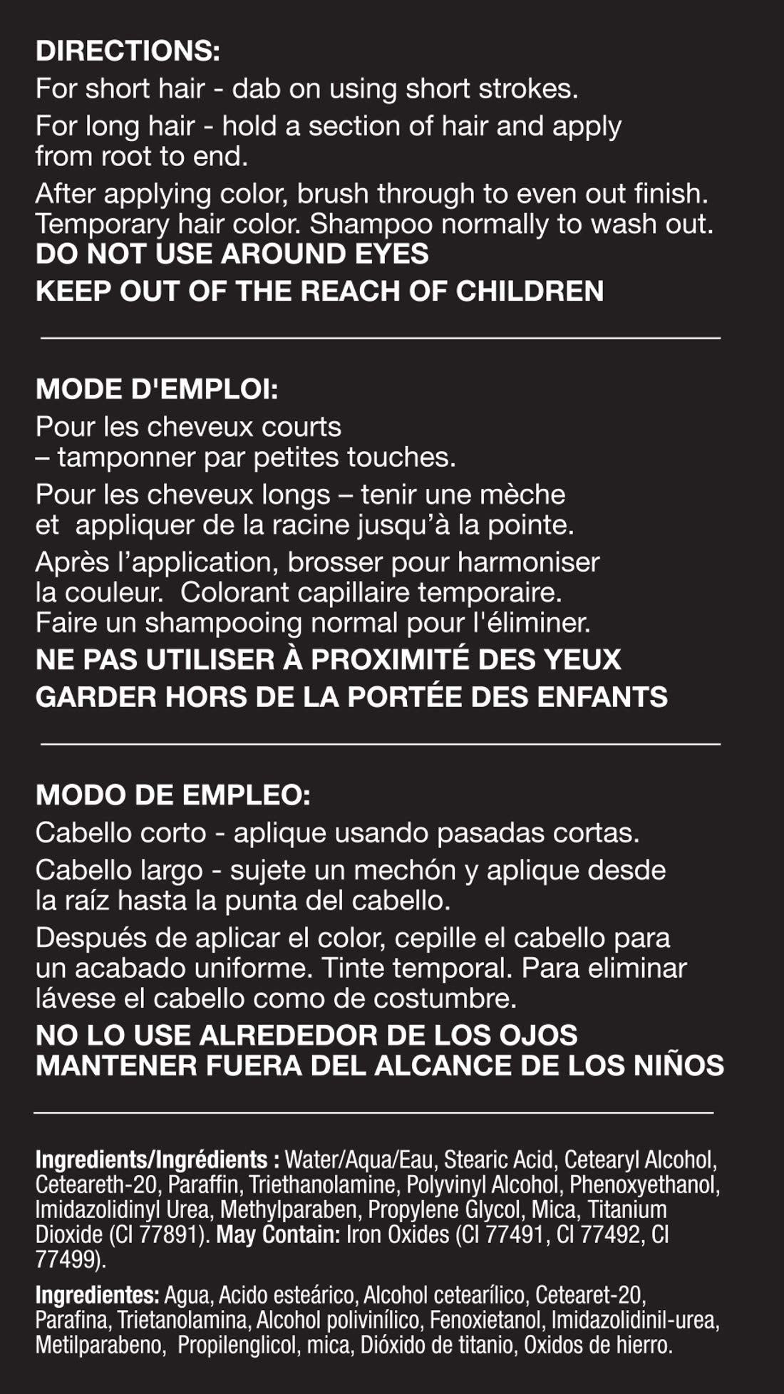 Cover Your Gray brosse-in-bâton noir, format pratique pour sac à main.