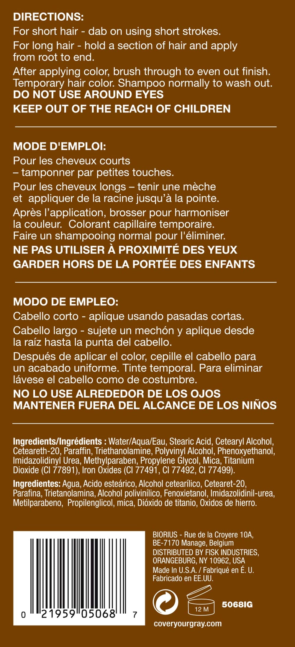 Cover Your Gray Brush-In Wand brun-foncé – idéal pour voyage et sac à main.