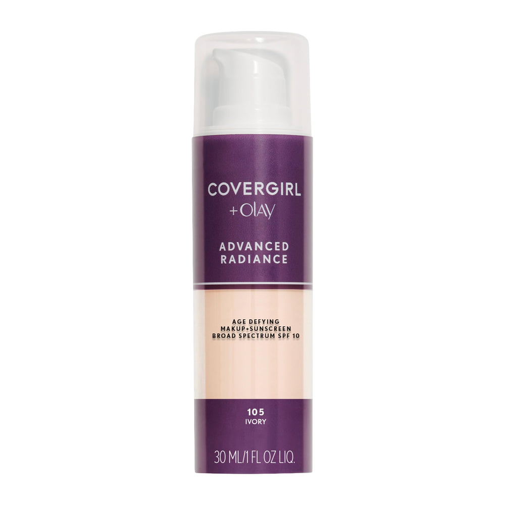 CoverGirl Advanced Radiance Foundation — flacon et texture légère pour un fini naturel