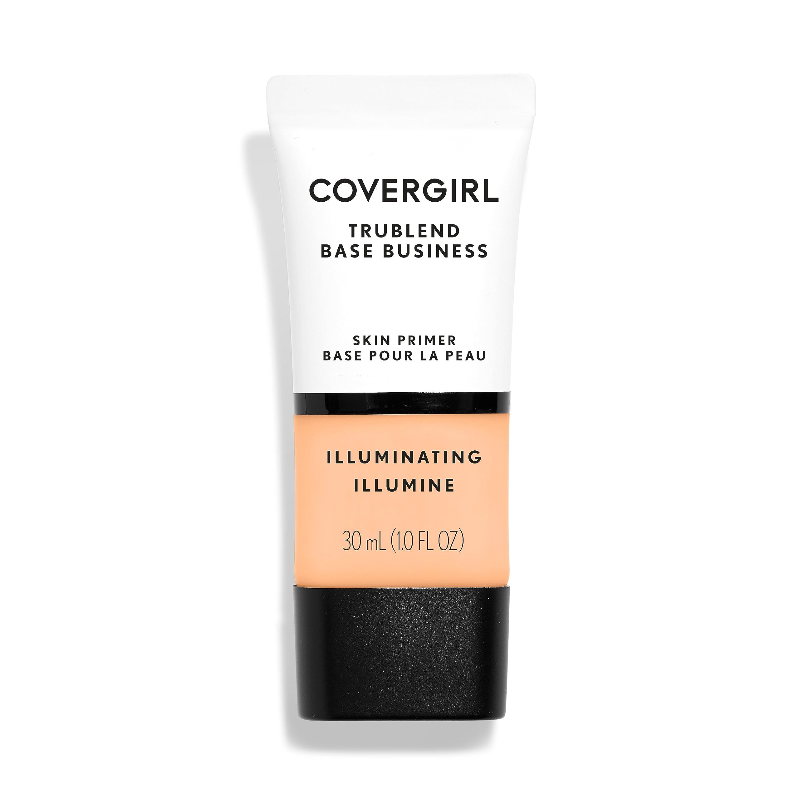 COVERGIRL Base Primer illuminant sur la bouteille pour un éclat léger.