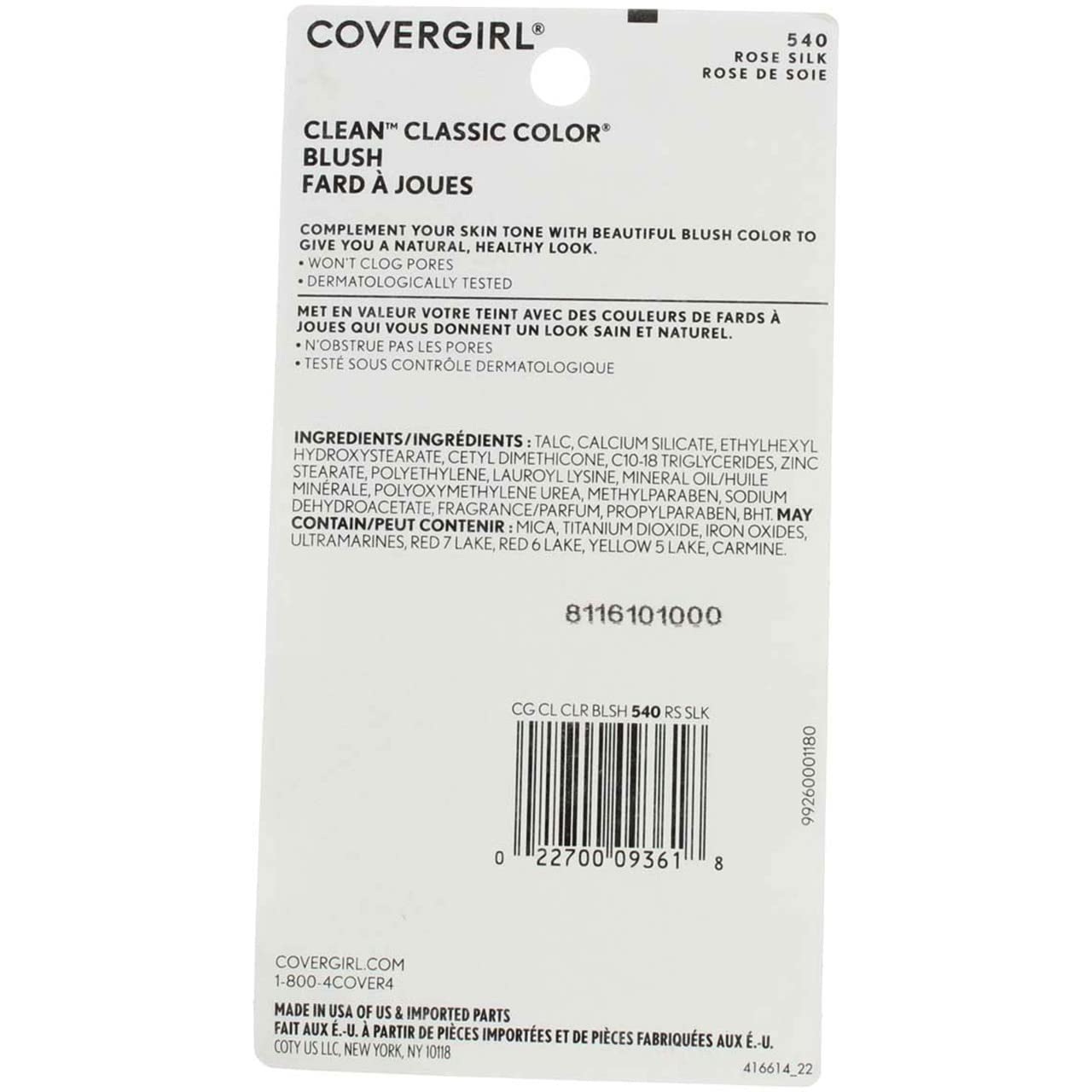 CoverGirl Blush Rose Silk 540, application sur les joues, couleur durable.