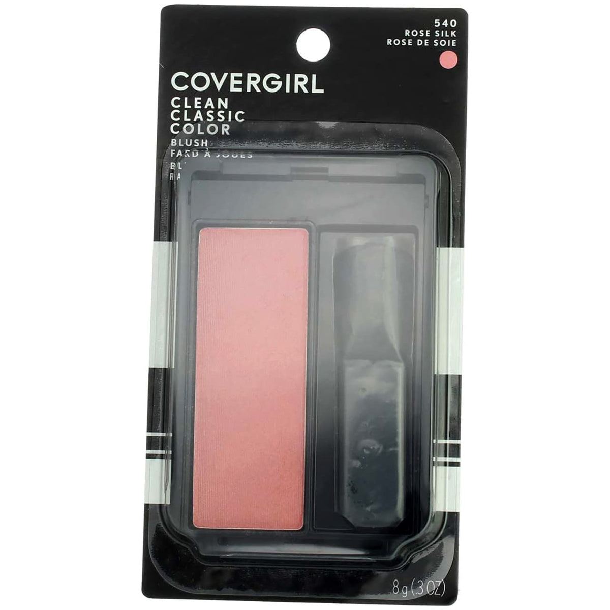 CoverGirl Blush Rose Silk 540, compact miroir, pour une retouche discrète partout.