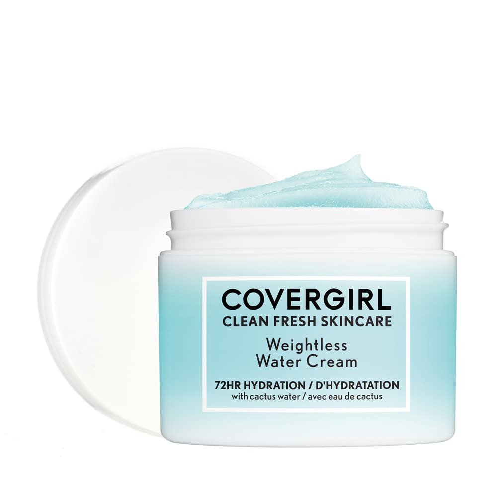 CoverGirl Clean Fresh Crème Eau légère montre la bouteille, hydratation douce prête à l'emploi.