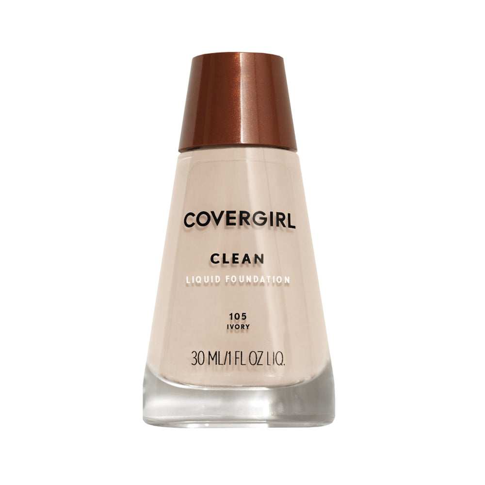 Fond de teint COVERGIRL Clean Makeup teinte ivoire 105, texture légère pour un teint naturel.