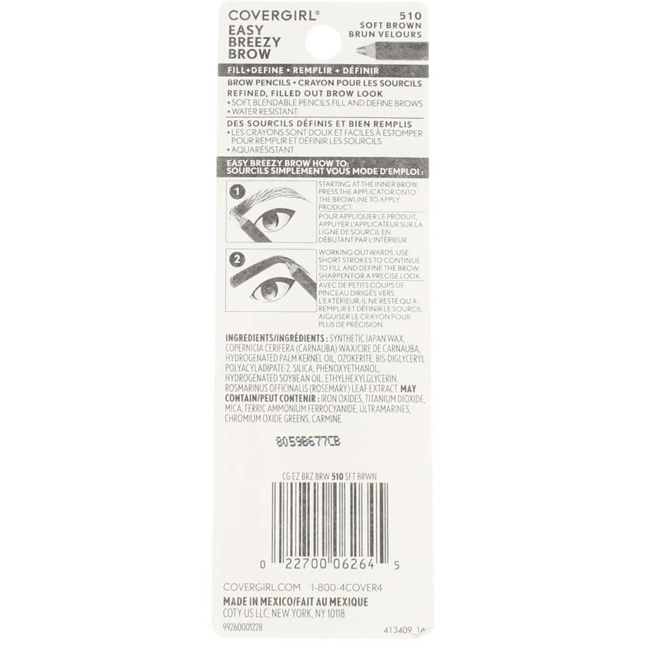 CoverGirl Brow & Eye Makers : duo sourcils et eyeliner Soft Brown 510, définition précise et longue tenue.