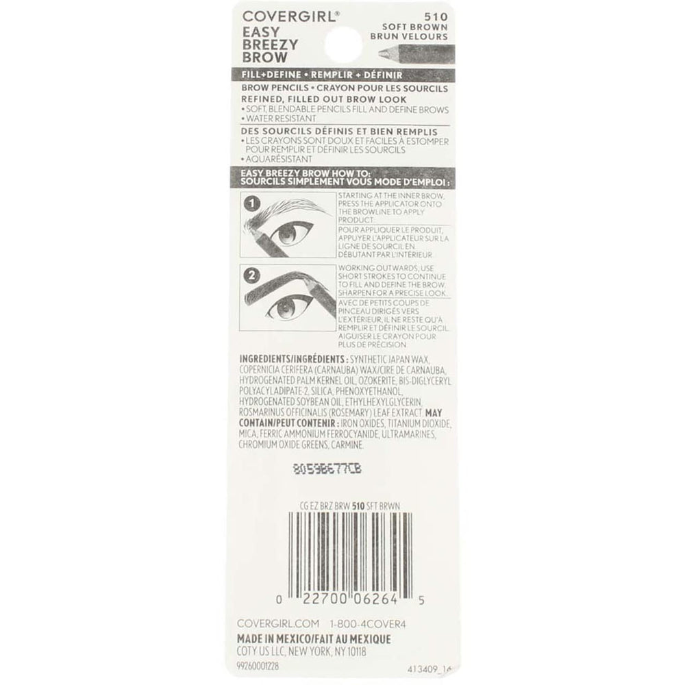 CoverGirl Brow & Eye Makers : duo sourcils et eyeliner Soft Brown 510, définition précise et longue tenue.