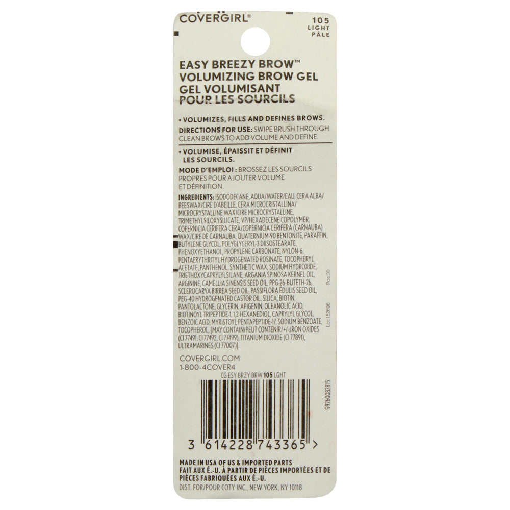 COVERGIRL Easy Breezy Gel Sourcils apporte volume subtil et fini naturel