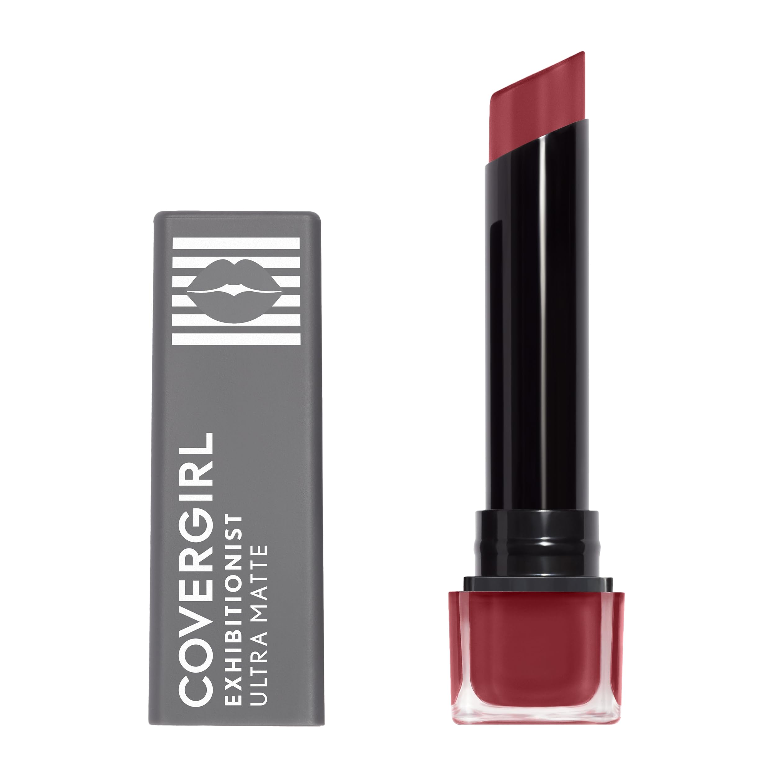 COVERGIRL Exhibitionist Soloist, emballage du rouge à lèvres ultra-mat, pratique et élégant.