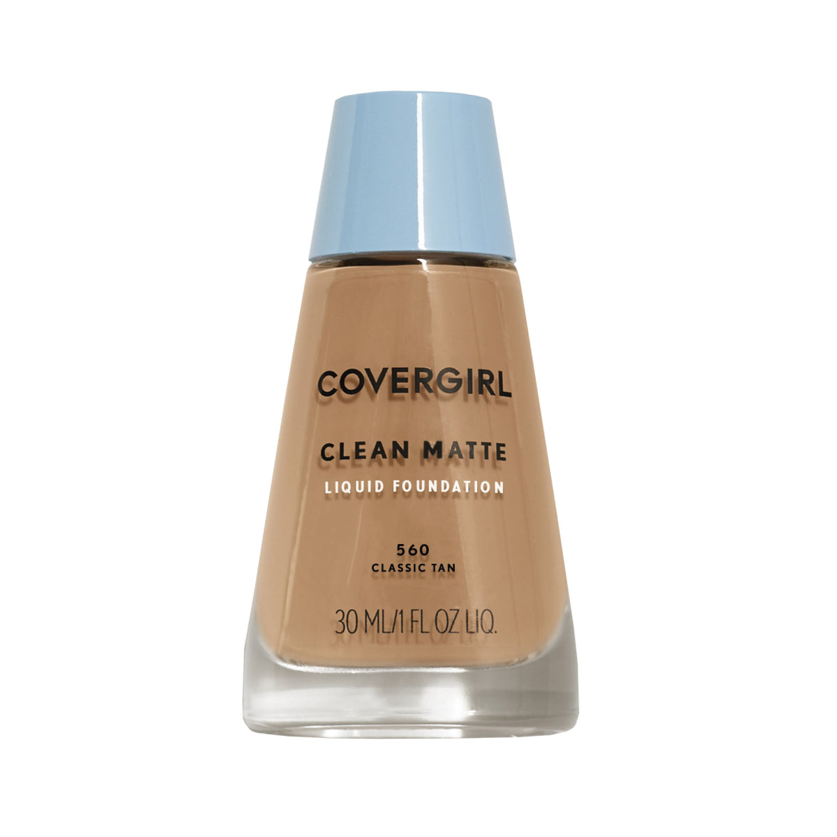 CoverGirl fond de teint liquide contrôle huile Classic Tan 560 en bouteille pratique pour une application nette.