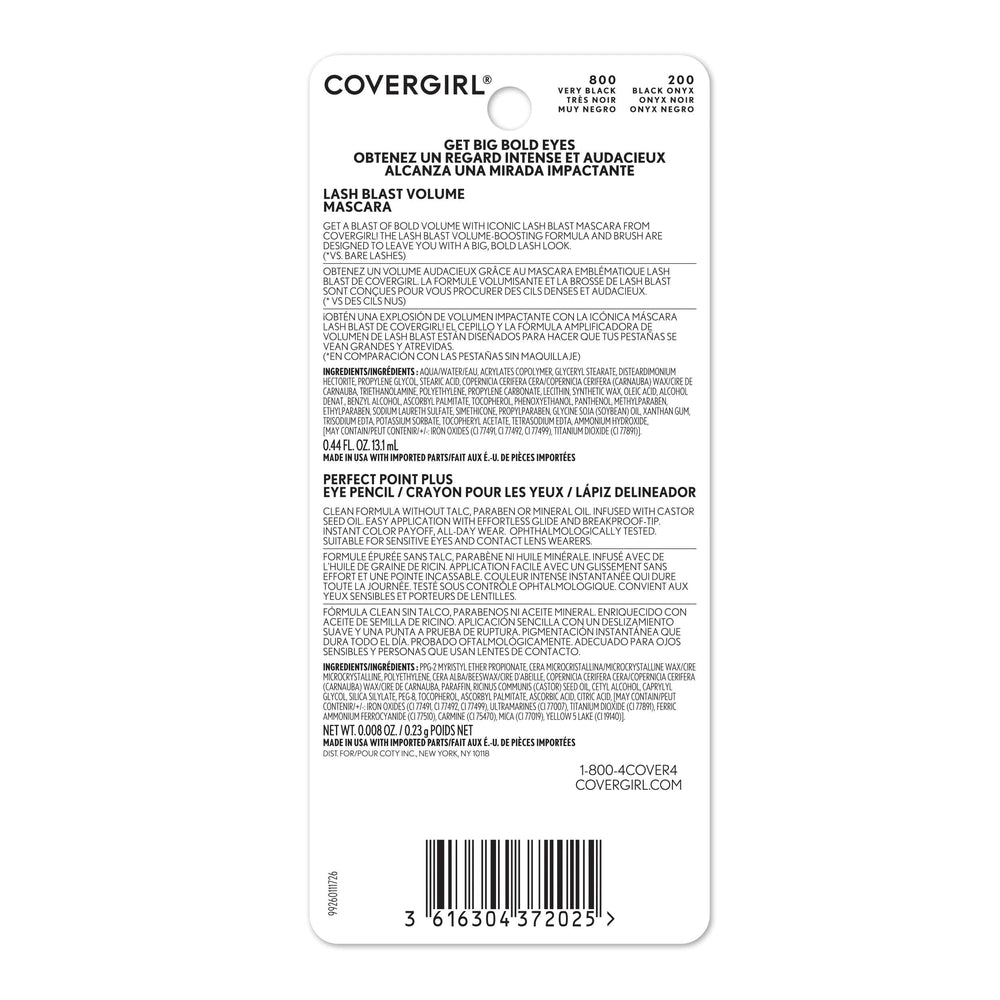 Mascara COVERGIRL sans grumeaux offrant volume instantané et homogène.