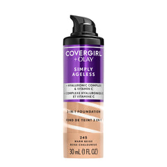 COVERGIRL & OLAY Simply Ageless flacon pompe prêt à l'emploi pour une application uniforme.