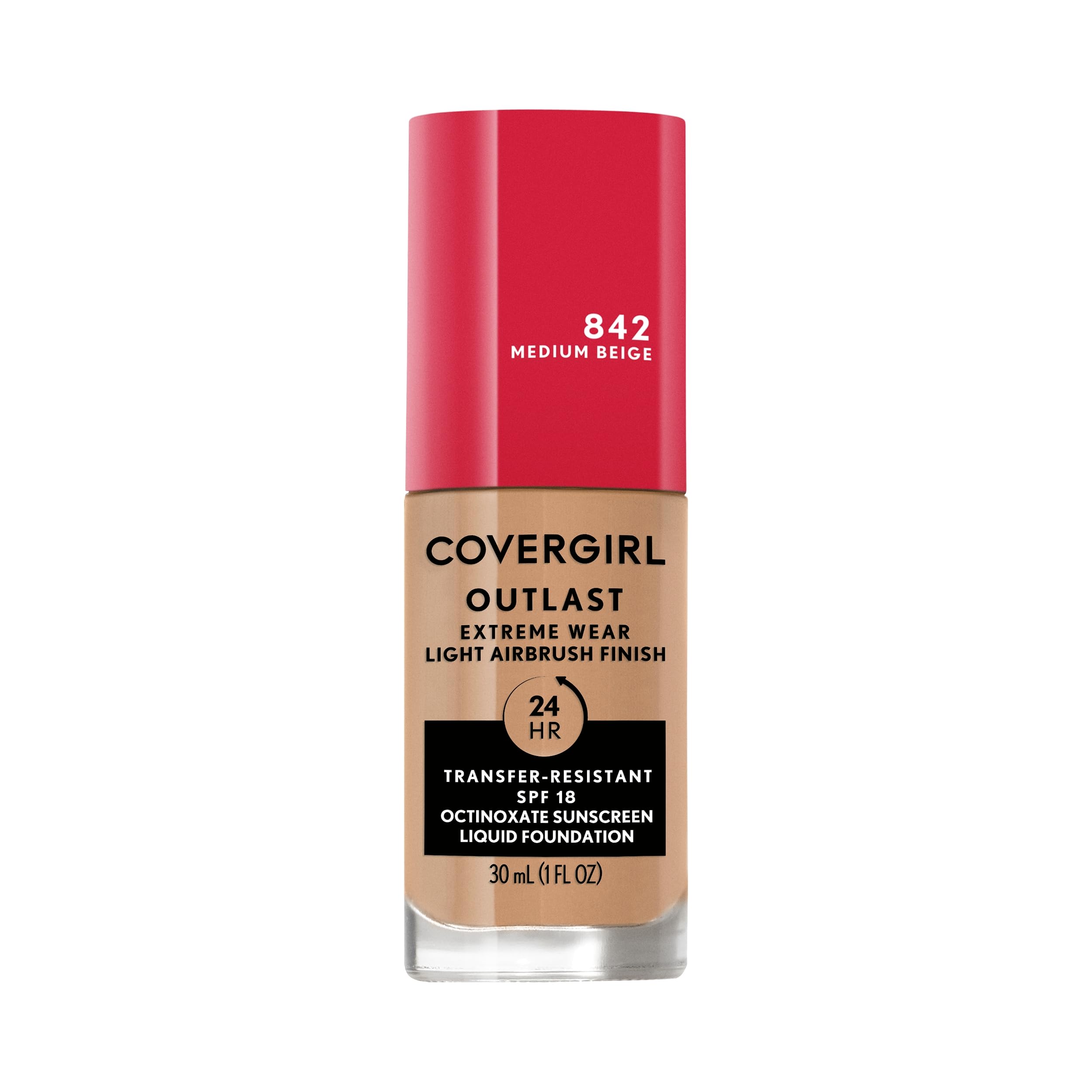 Covergirl Outlast Extreme Wear – bouteille et verse pour une texture légère et couvrance naturelle.