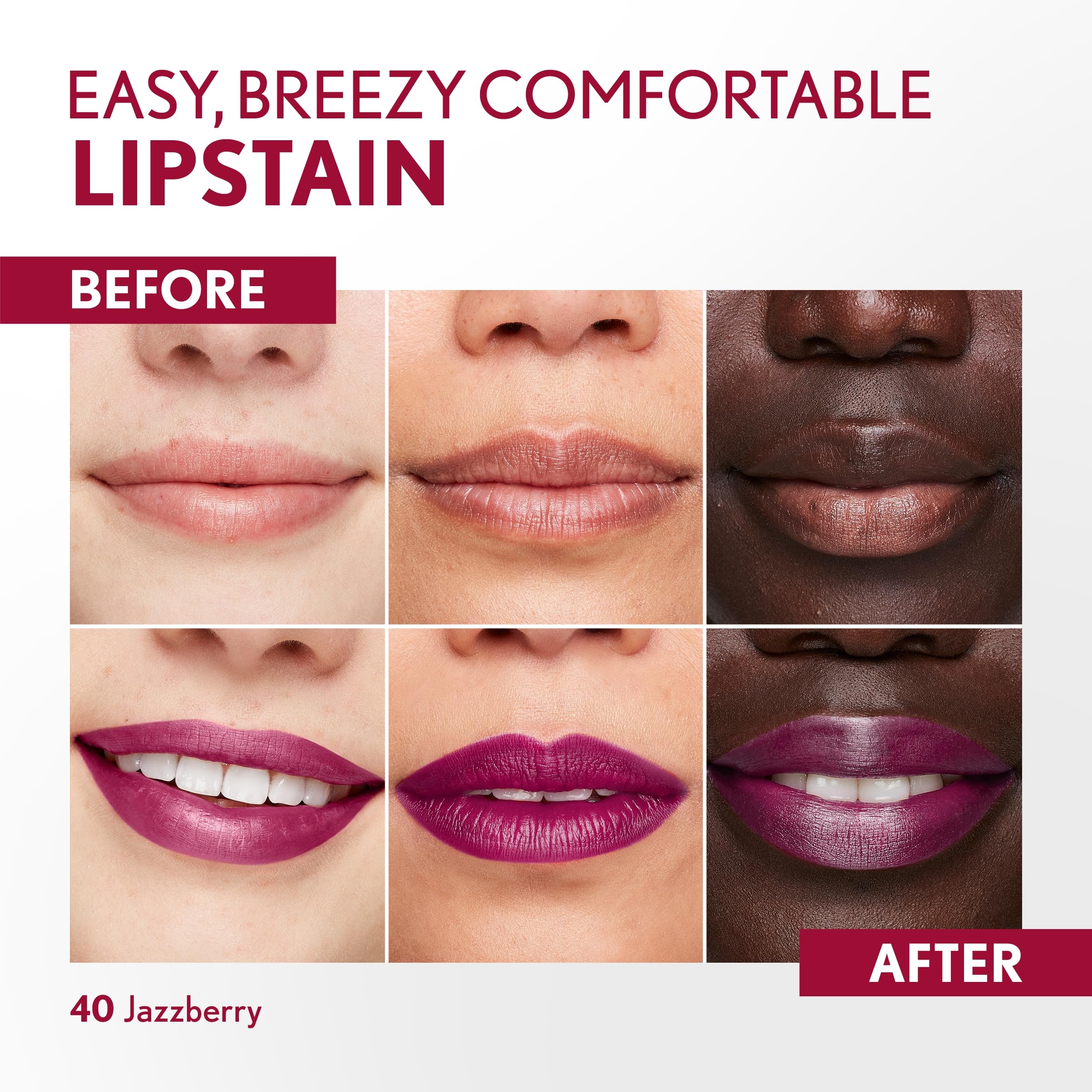 Formule sans transfert du LipStain CoverGirl garde la couleur sans bavures.