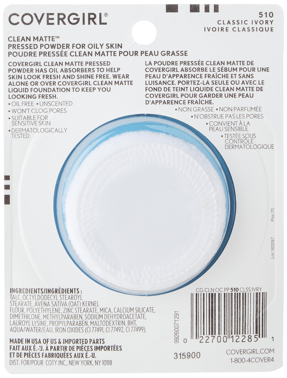 Contrôle de brillance efficace avec CoverGirl Poudre Matte Pressée.