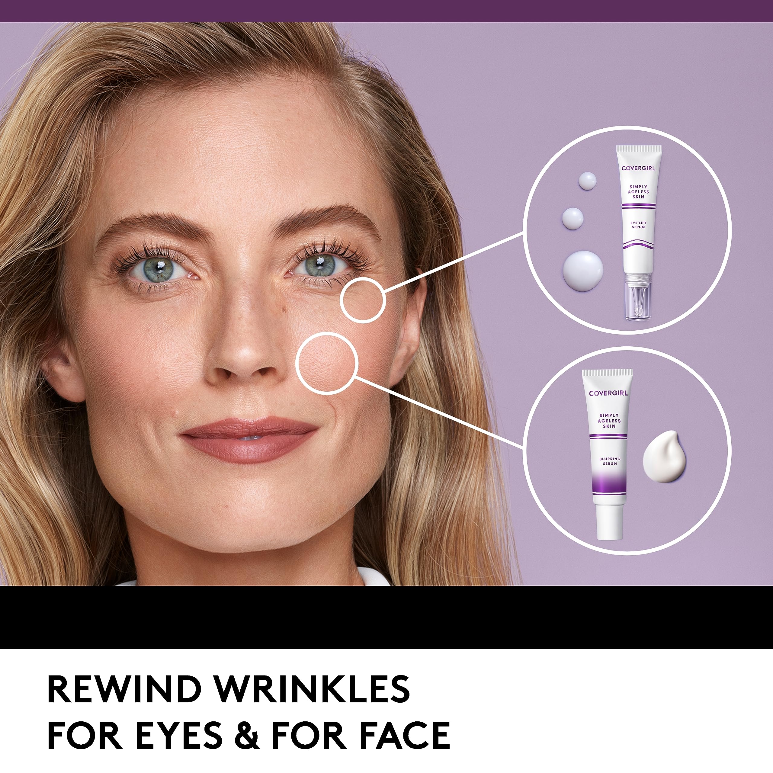 COVERGIRL Simply Ageless Eye Lift Serum sans cruauté, respectueux de la routine beauté.