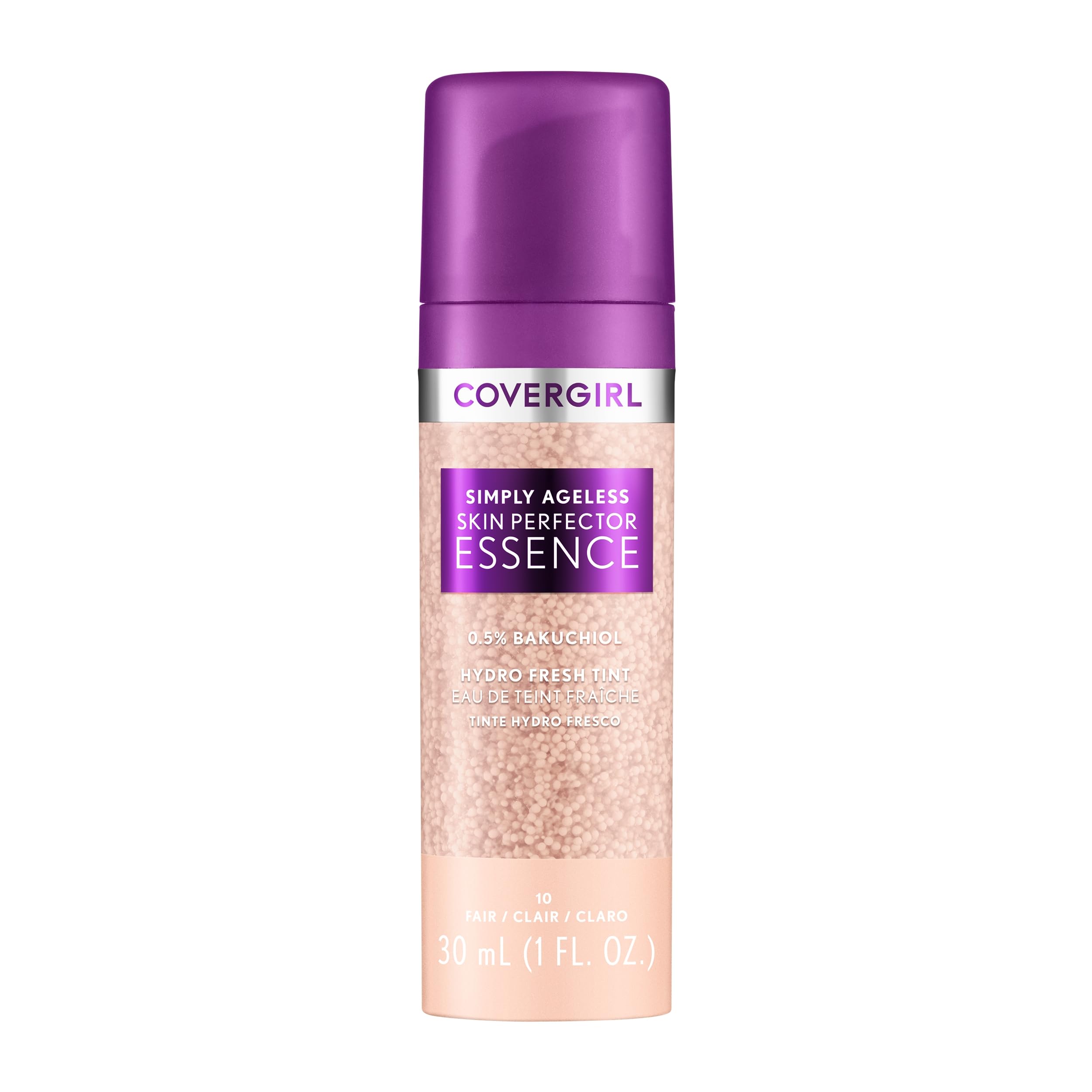 Covergirl Simply Ageless bottle with pump for easy daily use and dispensing.