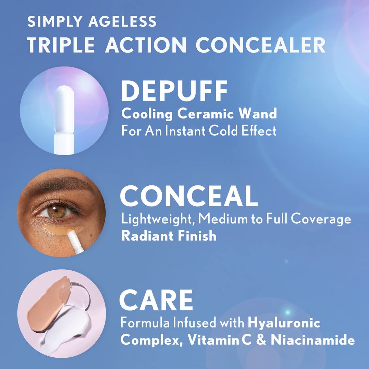 Under-eye application with smooth, lightweight coverage